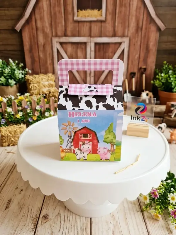 Caixa Milk com alça Fazendinha Menina (Sem Laço)