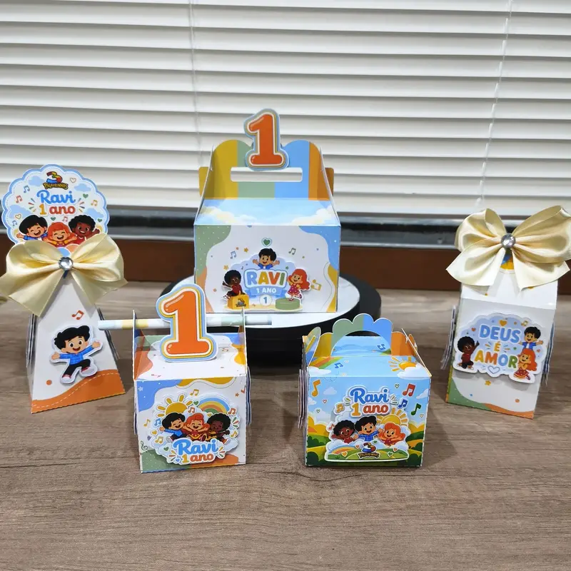 Kit Caixas Personalizadas Festa 3 Palavrinhas (5 caixas)